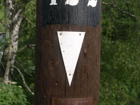 Symbolbild für die Streckenfernsprechleitung, der Mast mit der Nr. 422