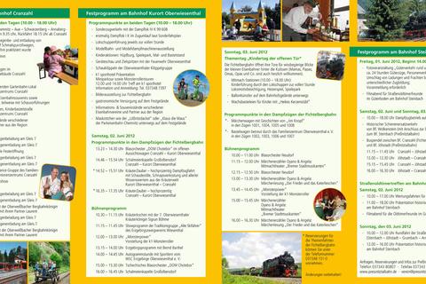 Veranstaltungsflyer Seite 2 zur Veranstaltung „115 Jahre Fichtelbergbahn & 10 Jahre Erzgebirgsbahn“
