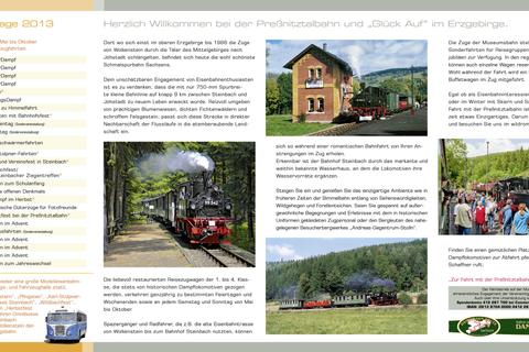 Jahres- und Veranstaltungsflyer Preßnitztalbahn 2013