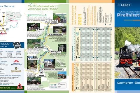 Jahres- und Veranstaltungsflyer Preßnitztalbahn 2021