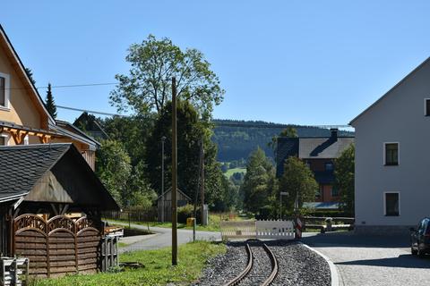 Das Ende des Bahnhofes vor der Kreuzung mit dem Wiesenweg.