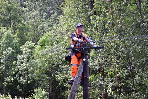 Michael auf dem anderen Mast.