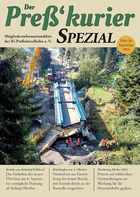 Am 4. September erfolgte das Einheben des neuen Trogüberbaus der Brücke am Bahnhof Schlössel auf die Widerlager. Mario Wolf fing diese Situation mit einer Drohne ein.