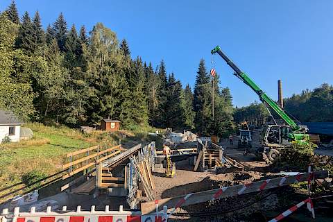 Am Morgen des 29. August ergab sich dieser Blick auf die Baustelle.